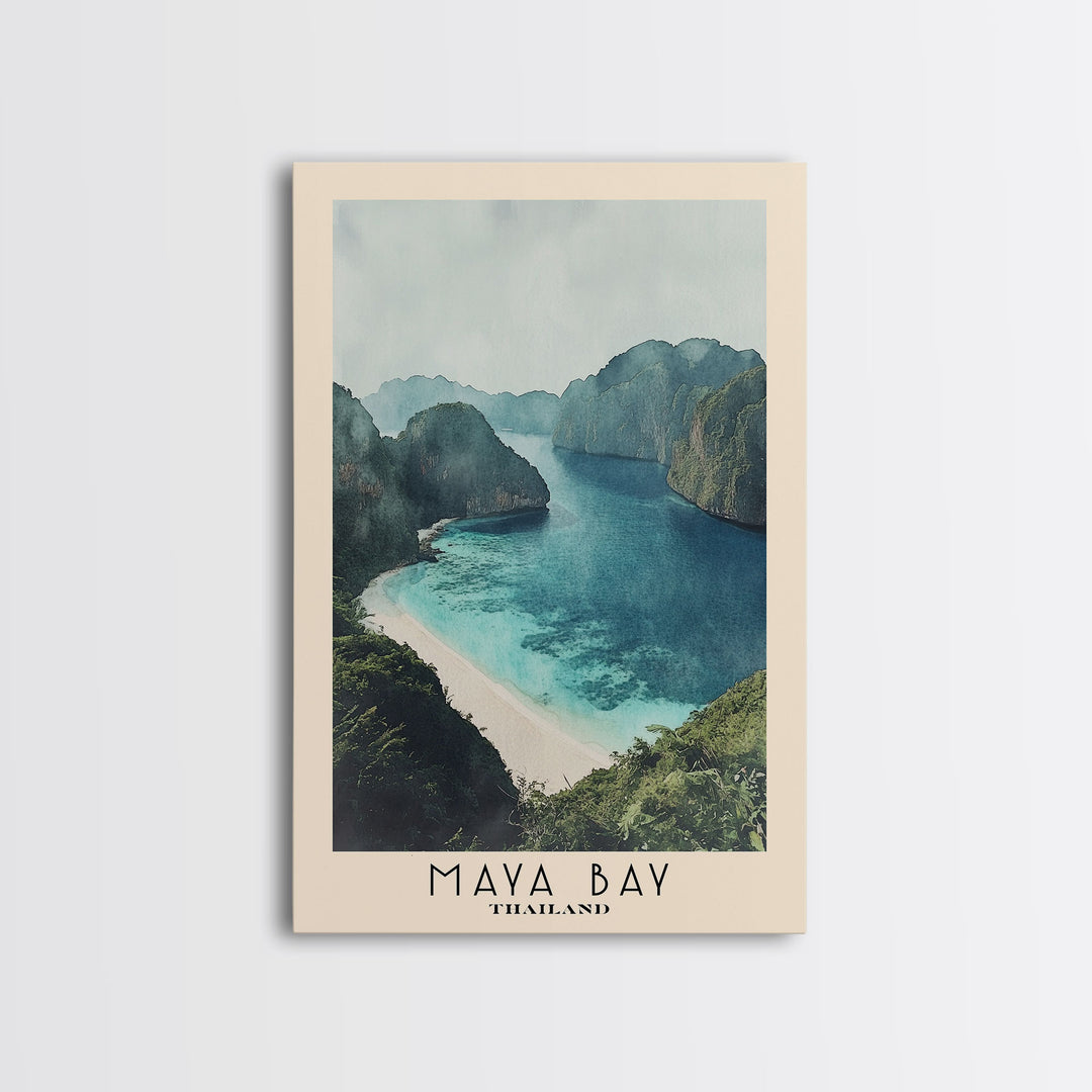 Maya Bay, Thailand Watercolor Beach Print, Vacation Gift, Thailand Wall Art, Beach Painting, Beach Decor, Beach Painting