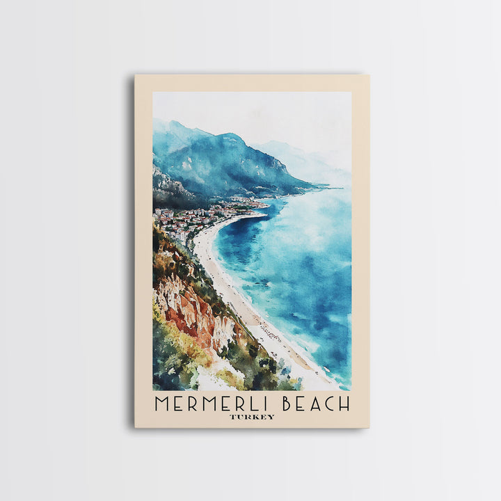 Mermerli Beach, Turkey Watercolor Print, Vacation Gift, Turkey Wall Art, Beach Painting, Beach Decor, Beach Or Lakehouse Art