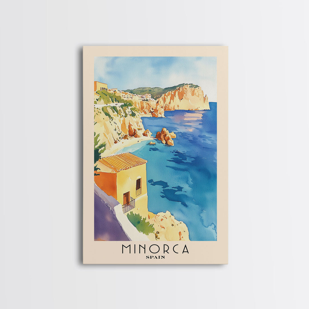 Minorca, Spain Watercolor Print, Vacation Gift, Spain Wall Art, Beach Painting, Beach Decor, Beach Or Lakehouse Art