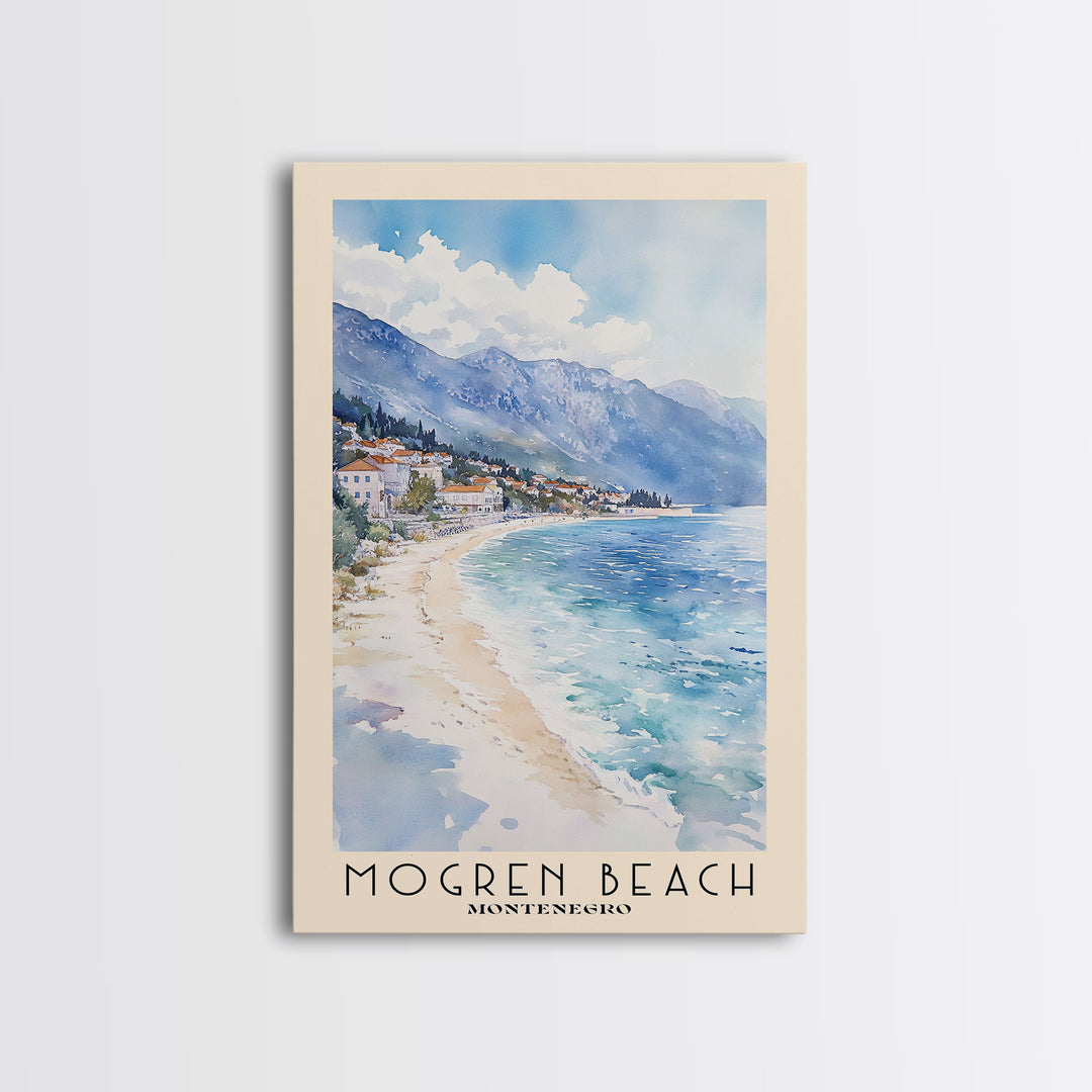 Mogren Beach, Montenegro Watercolor Beach Print, Vacation Gift, Montenegro Wall Art, Beach Painting, Beach Decor, Beach Painting