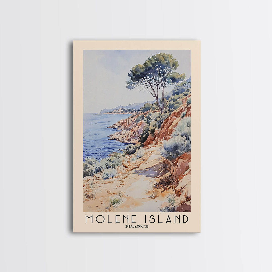 Molene Island, France Watercolor Print, Vacation Gift, France Wall Art, Beach Painting, Beach Decor, Large Wall Art, Wood Frame Art