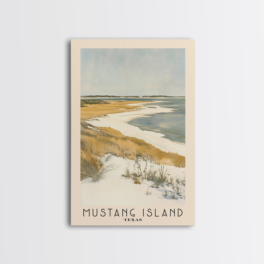 Mustang Island, Texas Watercolor Beach Print, Vacation Gift, Texas Wall Art, Framed Canvas Print, Framed Beach Painting