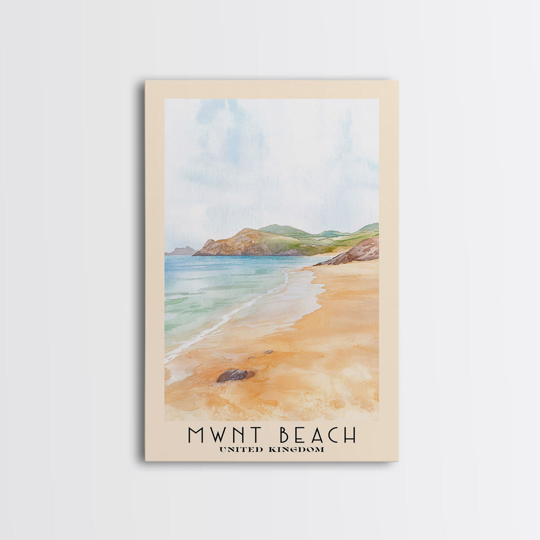 Mwnt Beach, United Kingdom Watercolor Print, Vacation Gift, United Kingdom Wall Art, Beach Painting, Beach Decor, Beach Or Lakehouse Art