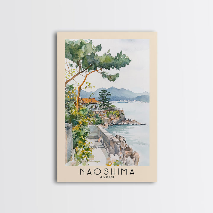 Naoshima, Japan Watercolor Beach Print, Vacation Gift, Japan Wall Art, Beach Painting, Beach Decor, Beach Painting