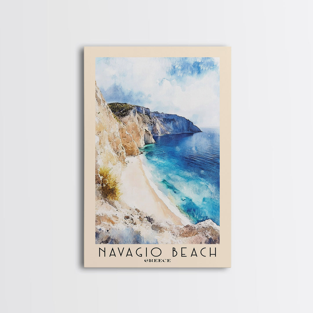 Navagio Beach, Greece Watercolor Beach Print, Vacation Gift, Greece Wall Art, Beach Painting, Beach Decor, Beach Painting