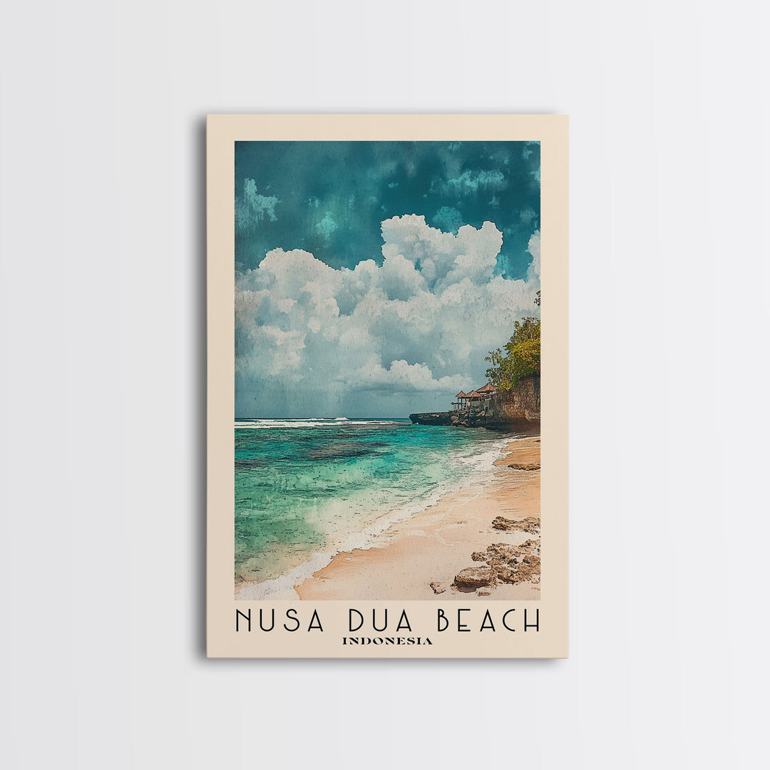 Nusa Dua Beach, Indonesia Watercolor Beach Print, Vacation Gift, Indonesia Wall Art, Beach Painting, Beach Decor, Beach Painting