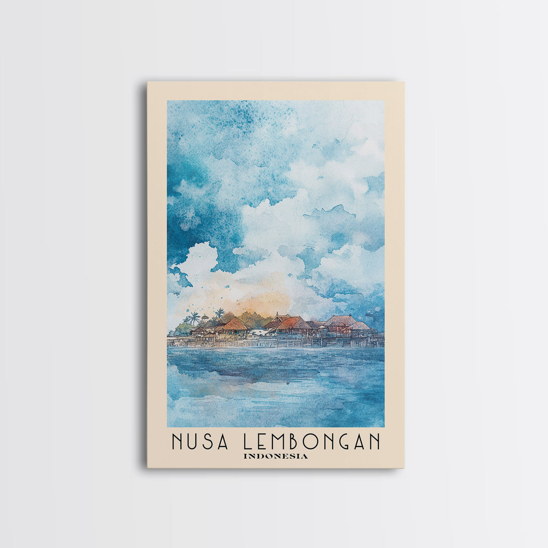 Nusa Lembongan, Indonesia Watercolor Print, Vacation Gift, Indonesia Wall Art, Beach Painting, Beach Decor, Large Wall Art, Wood Frame Art