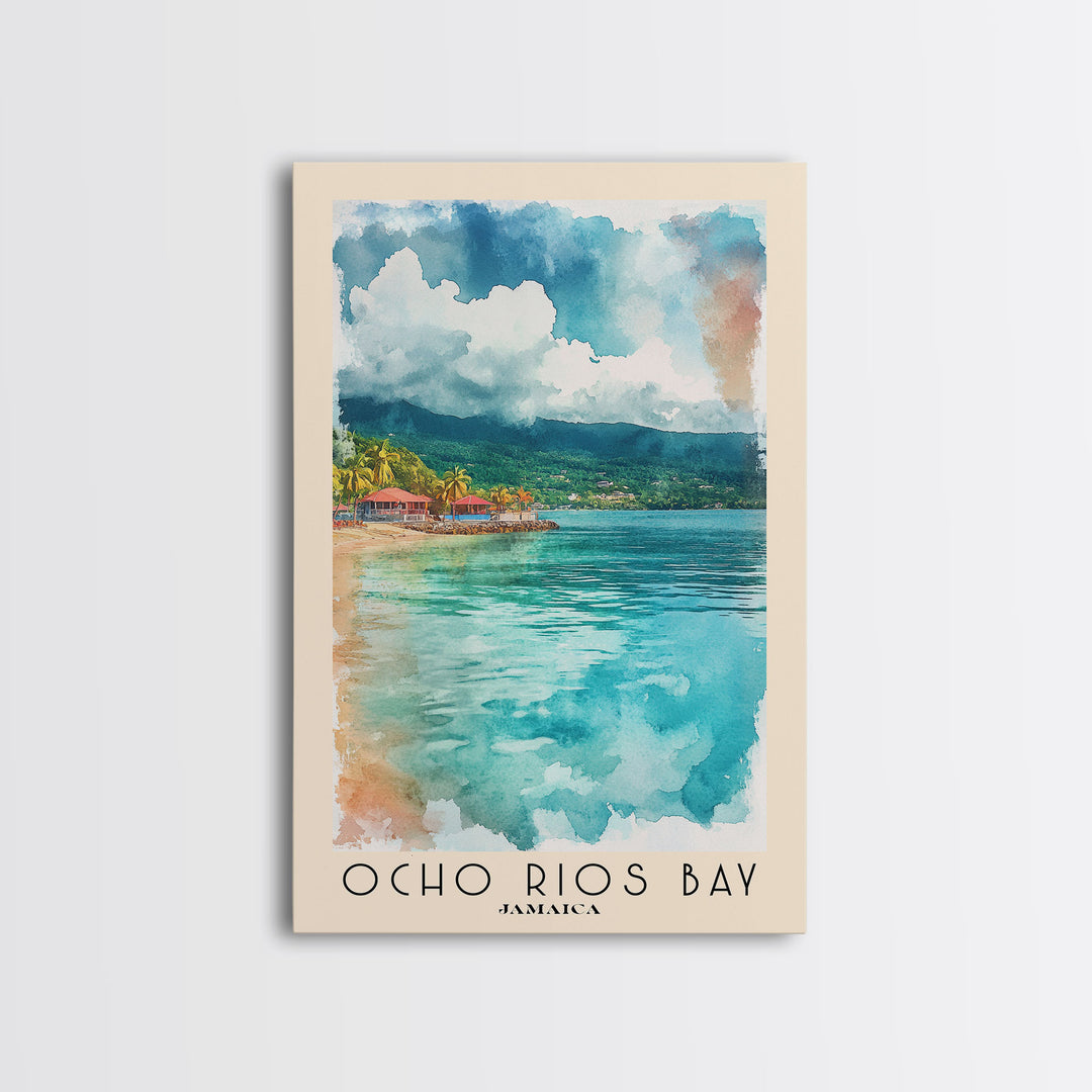 Ocho Rios Bay, Jamaica Watercolor Print, Vacation Gift, Jamaica Wall Art, Vacation Wall Art, Vacatation Memories, Beach Decor, Beach Or Lakehouse Art