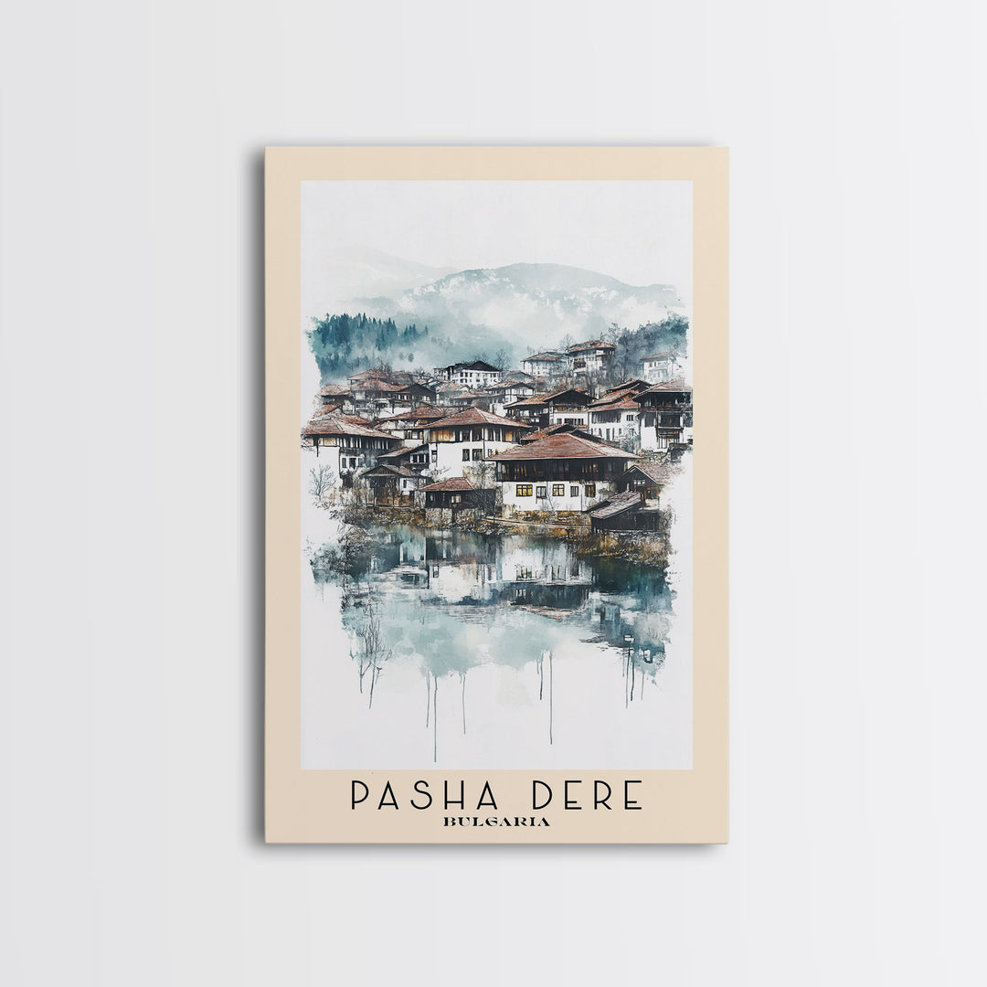 Pasha Dere, Bulgaria Watercolor Beach Print, Vacation Gift, Bulgaria Wall Art, Framed Canvas Print, Framed Beach Painting