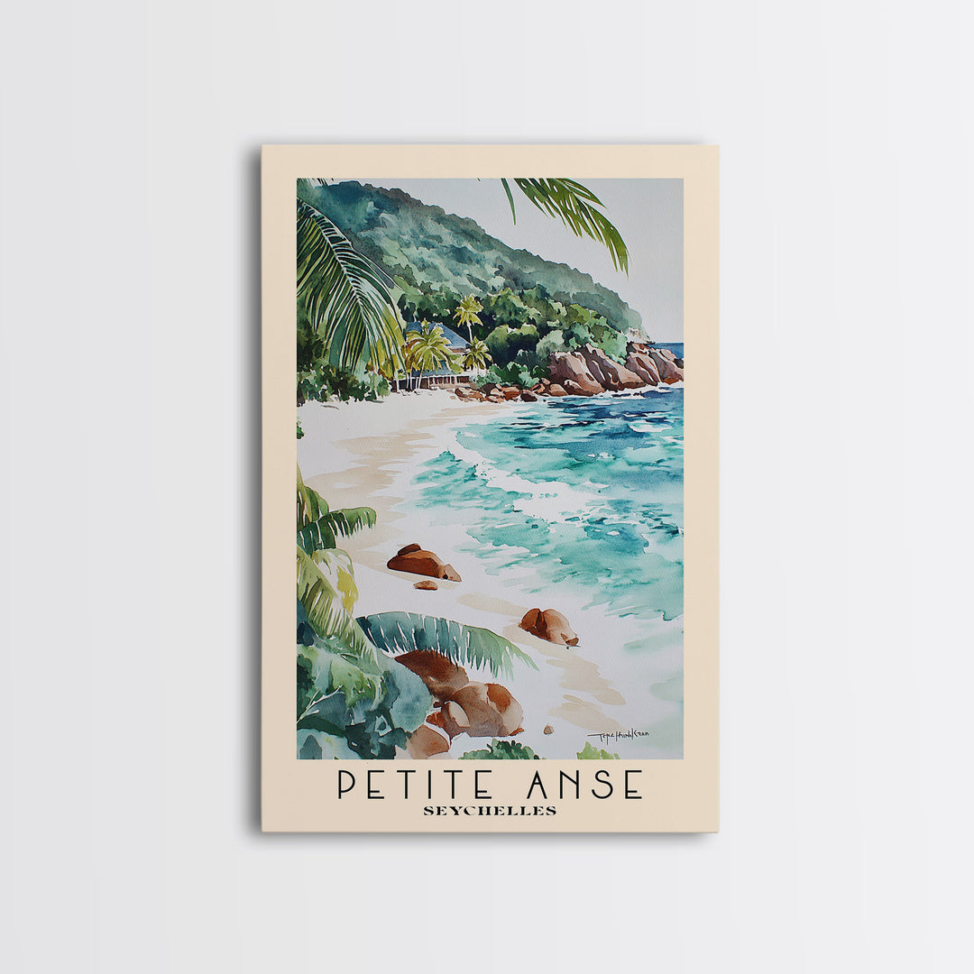 Petite Anse, Seychelles Watercolor Print, Vacation Gift, Seychelles Wall Art, Vacation Wall Art, Vacatation Memories, Beach Decor, Beach Or Lakehouse Art