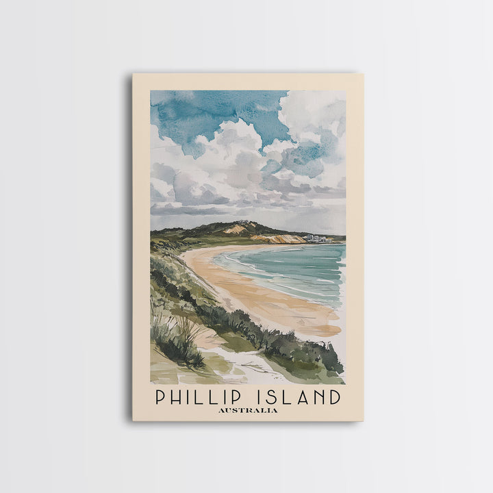 Phillip Island, Australia Watercolor Print, Vacation Gift, Australia Wall Art, Beach Painting, Beach Decor, Large Wall Art, Wood Frame Art