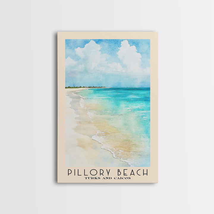 Pillory Beach, Turks and Caicos Watercolor Beach Print, Vacation Gift, Turks and Caicos Wall Art, Framed Canvas Print, Framed Beach Painting