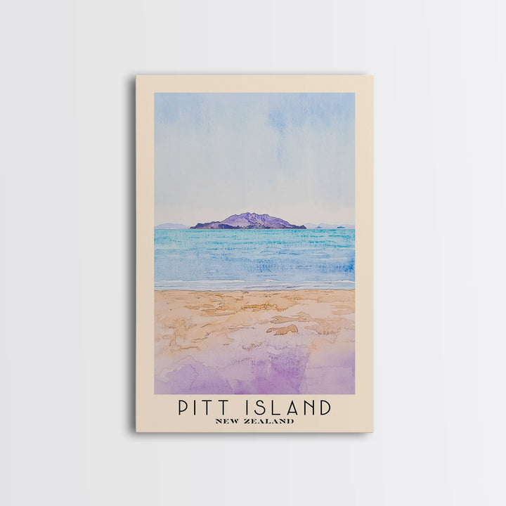 Pitt Island, New Zealand Watercolor Beach Print, Vacation Gift, New Zealand Wall Art, Framed Canvas Print, Framed Beach Painting