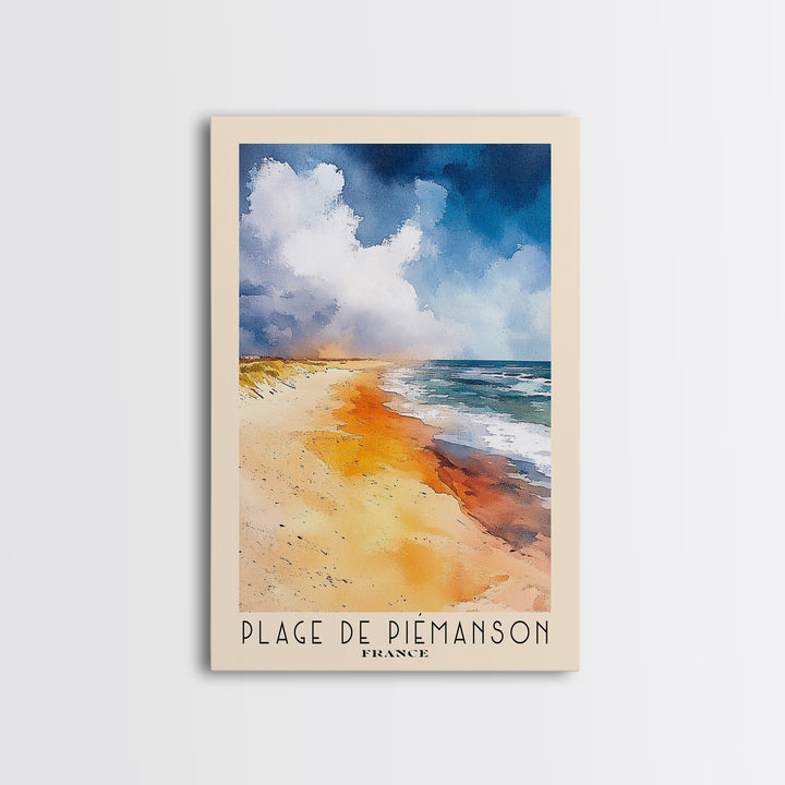 Plage de Piémanson, France Watercolor Print, Vacation Gift, France Wall Art, Beach Painting, Beach Decor, Large Wall Art, Wood Frame Art