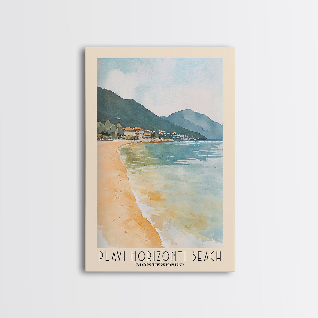 Plavi Horizonti Beach, Montenegro Watercolor Print, Vacation Gift, Montenegro Wall Art, Vacation Wall Art, Vacatation Memories, Beach Decor, Beach Or Lakehouse Art