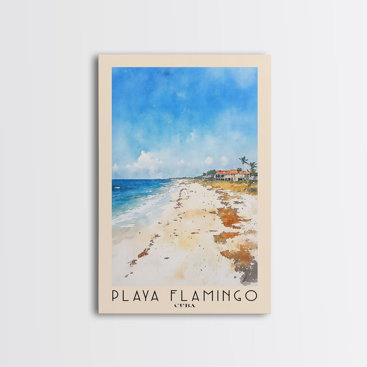 Playa Flamingo, Cuba Watercolor Beach Print, Vacation Gift, Cuba Wall Art, Beach Painting, Beach Decor, Beach Painting