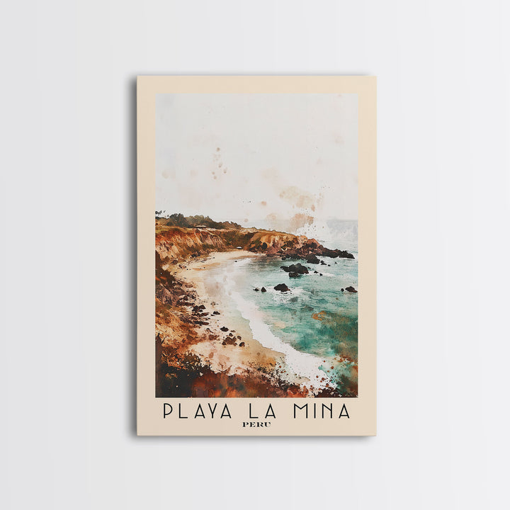 Playa La Mina, Peru Watercolor Print, Vacation Gift, Peru Wall Art, Beach Painting, Beach Decor, Beach Or Lakehouse Art