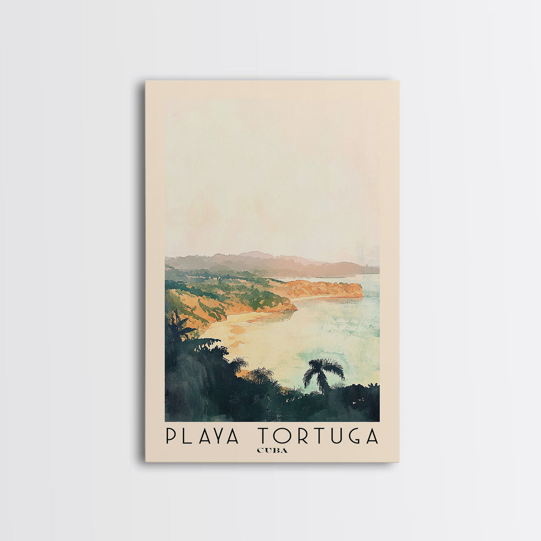 Playa Tortuga, Cuba Watercolor Beach Print, Vacation Gift, Cuba Wall Art, Framed Canvas Print, Framed Beach Painting