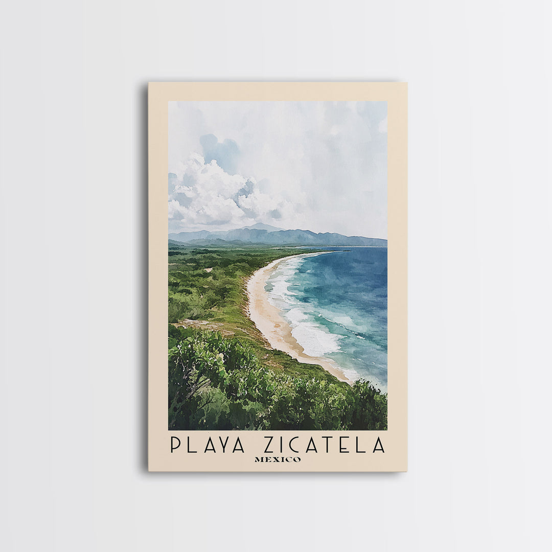 Playa Zicatela, Mexico Watercolor Print, Vacation Gift, Mexico Wall Art, Vacation Wall Art, Vacatation Memories, Beach Decor, Beach Or Lakehouse Art