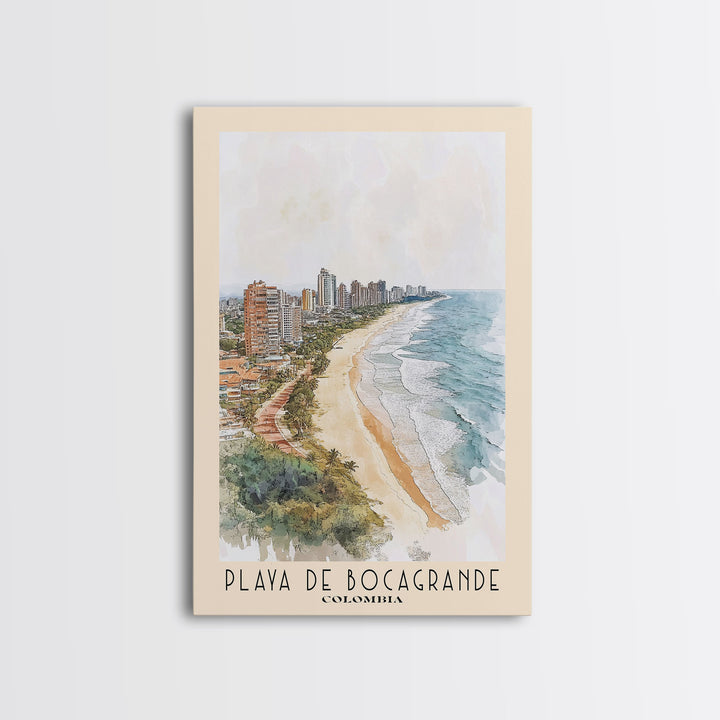 Playa de Bocagrande, Colombia Watercolor Print, Vacation Gift, Colombia Wall Art, Beach Painting, Beach Decor, Beach Or Lakehouse Art