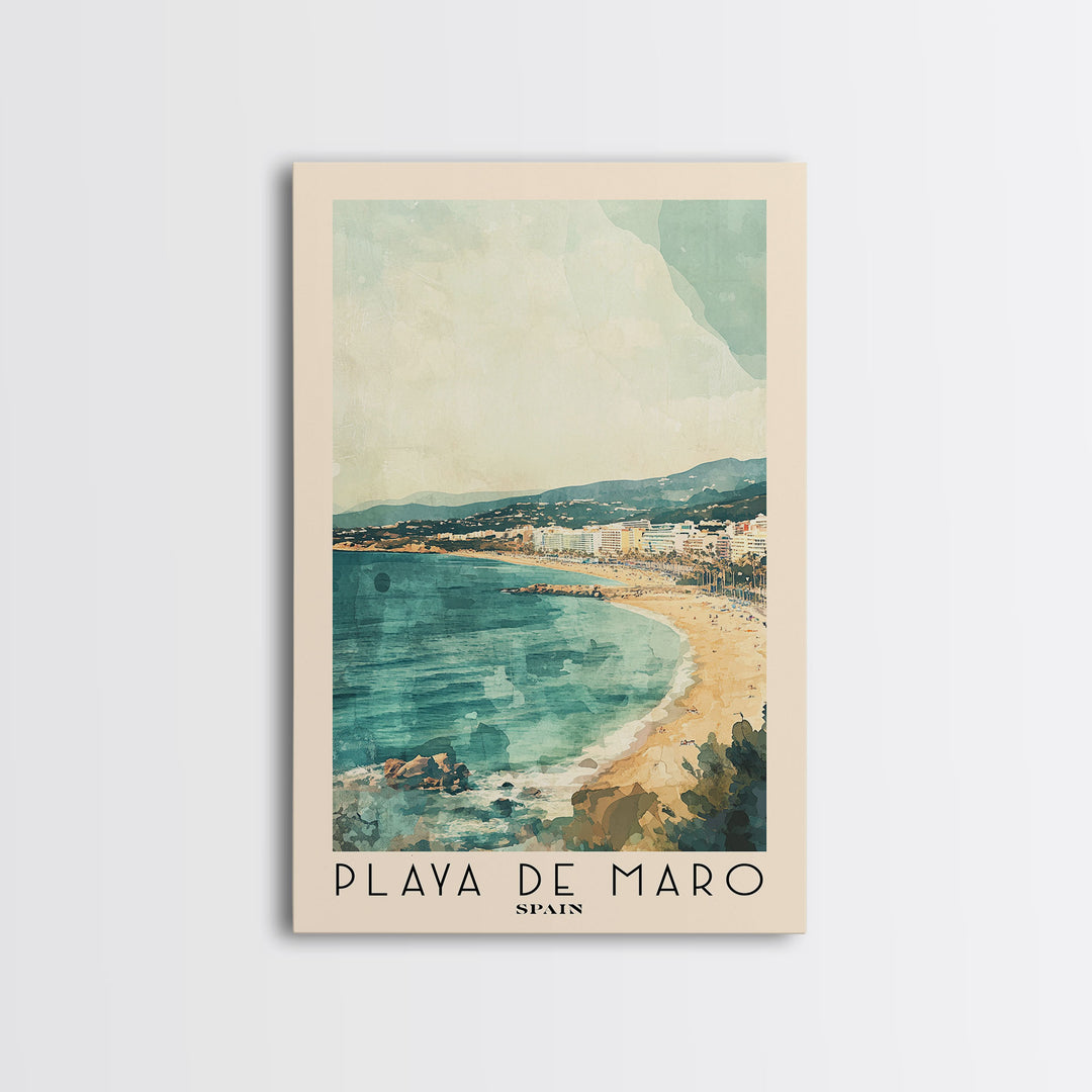 Playa de Maro, Spain Watercolor Print, Vacation Gift, Spain Wall Art, Vacation Wall Art, Vacatation Memories, Beach Decor, Beach Or Lakehouse Art