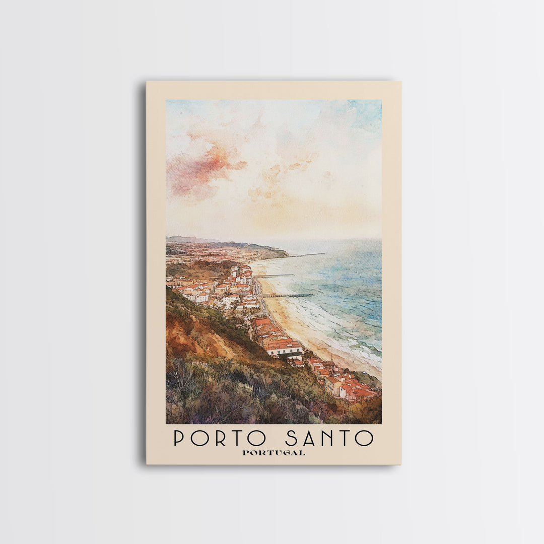 Porto Santo, Portugal Watercolor Print, Vacation Gift, Portugal Wall Art, Beach Painting, Beach Decor, Beach Or Lakehouse Art