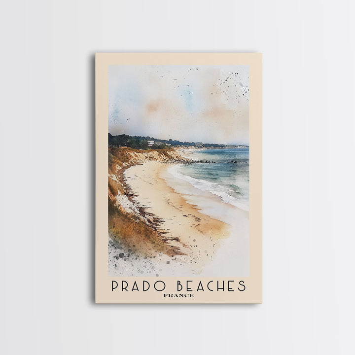 Prado Beaches, France Watercolor Beach Print, Vacation Gift, France Wall Art, Beach Painting, Beach Decor, Beach Painting