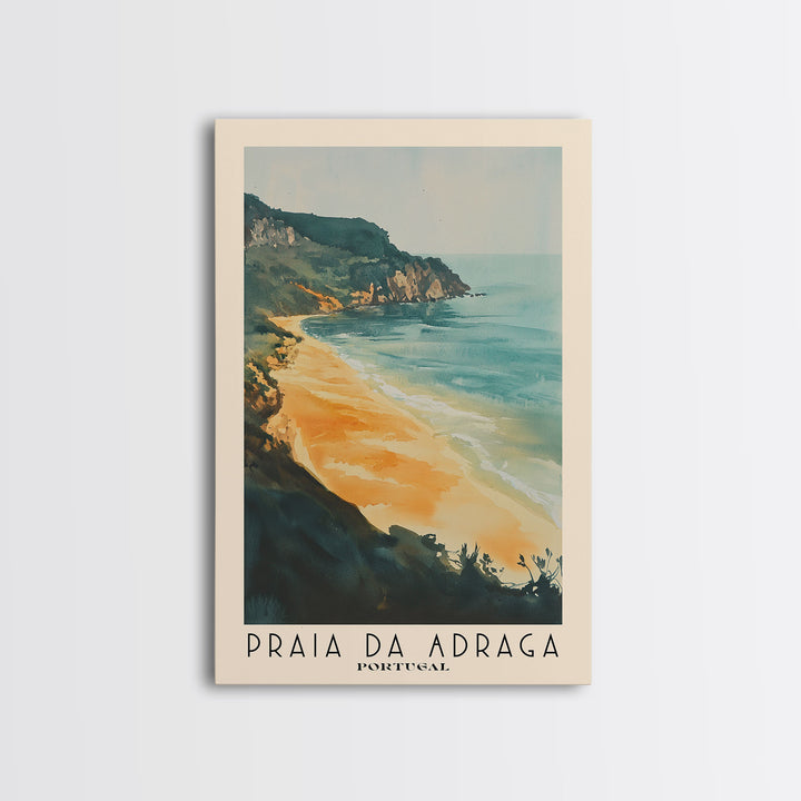 Praia da Adraga, Portugal Watercolor Print, Vacation Gift, Portugal Wall Art, Beach Painting, Beach Decor, Large Wall Art, Wood Frame Art