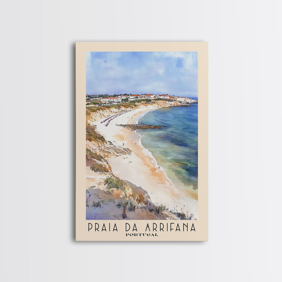 Praia da Arrifana, Portugal Watercolor Print, Vacation Gift, Portugal Wall Art, Vacation Wall Art, Vacatation Memories, Beach Decor, Beach Or Lakehouse Art