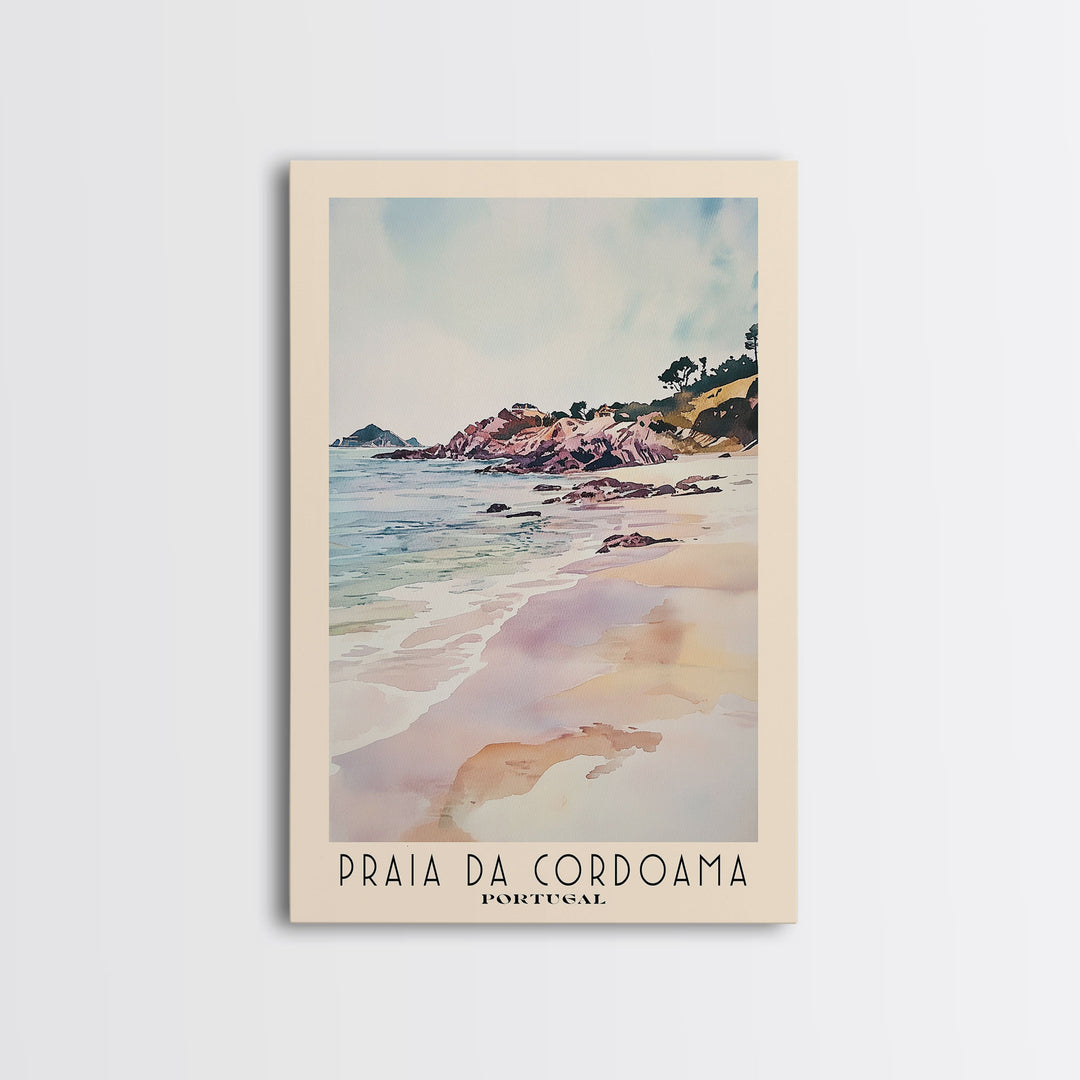 Praia da Cordoama, Portugal Watercolor Beach Print, Vacation Gift, Portugal Wall Art, Beach Painting, Beach Decor, Beach Painting