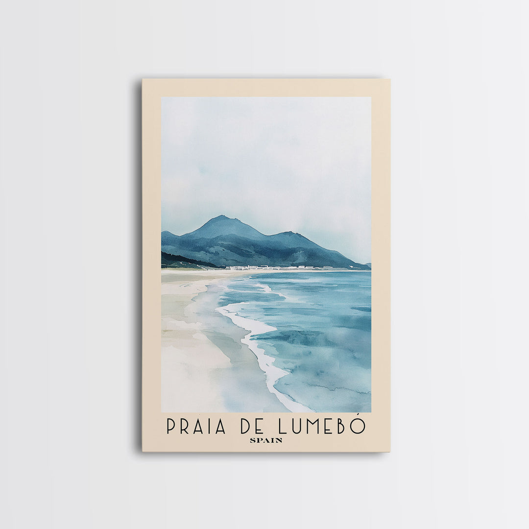 Praia de Lumebó, Spain Watercolor Print, Vacation Gift, Spain Wall Art, Beach Painting, Beach Decor, Beach Or Lakehouse Art