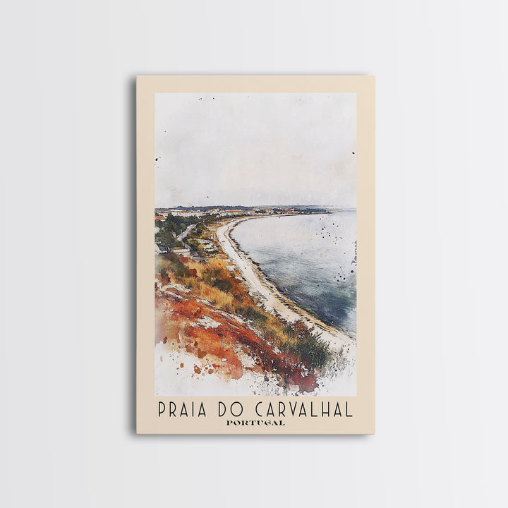 Praia do Carvalhal, Portugal Watercolor Print, Vacation Gift, Portugal Wall Art, Beach Painting, Beach Decor, Large Wall Art, Wood Frame Art