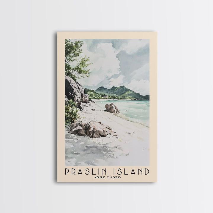 Praslin Island, Anse Lazio Watercolor Print, Vacation Gift, Anse Lazio Wall Art, Beach Painting, Beach Decor, Beach Or Lakehouse Art