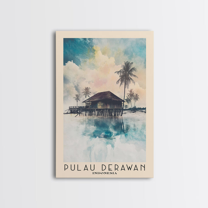 Pulau Derawan, Indonesia Watercolor Beach Print, Vacation Gift, Indonesia Wall Art, Beach Painting, Beach Decor, Beach Painting