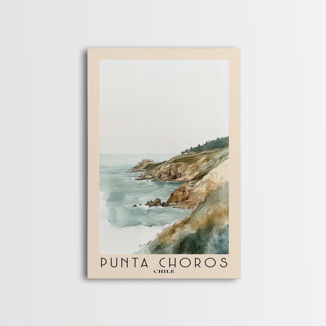 Punta Choros, Chile Watercolor Print, Vacation Gift, Chile Wall Art, Beach Painting, Beach Decor, Large Wall Art, Wood Frame Art