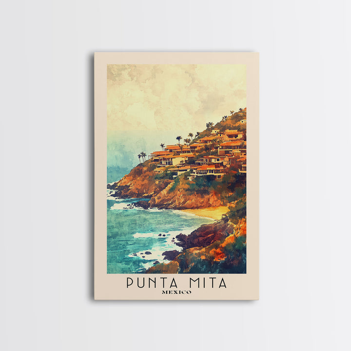 Punta Mita, Mexico Watercolor Print, Vacation Gift, Mexico Wall Art, Beach Painting, Beach Decor, Large Wall Art, Wood Frame Art