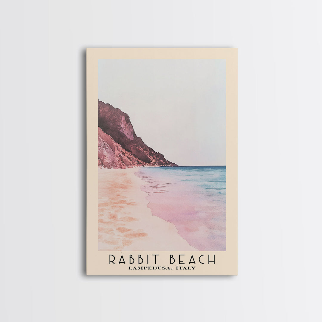 Rabbit Beach, Lampedusa, Italy Watercolor Print, Vacation Gift, Lampedusa, Italy Wall Art, Beach Painting, Beach Decor, Large Wall Art, Wood Frame Art