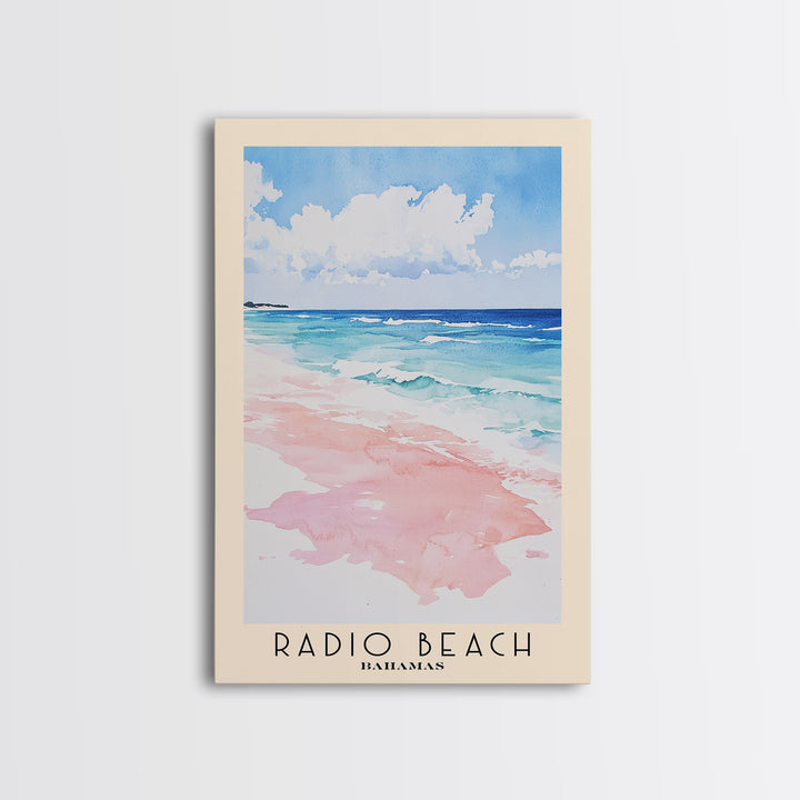 Radio Beach, Bahamas Watercolor Print, Vacation Gift, Bahamas Wall Art, Beach Painting, Beach Decor, Large Wall Art, Wood Frame Art