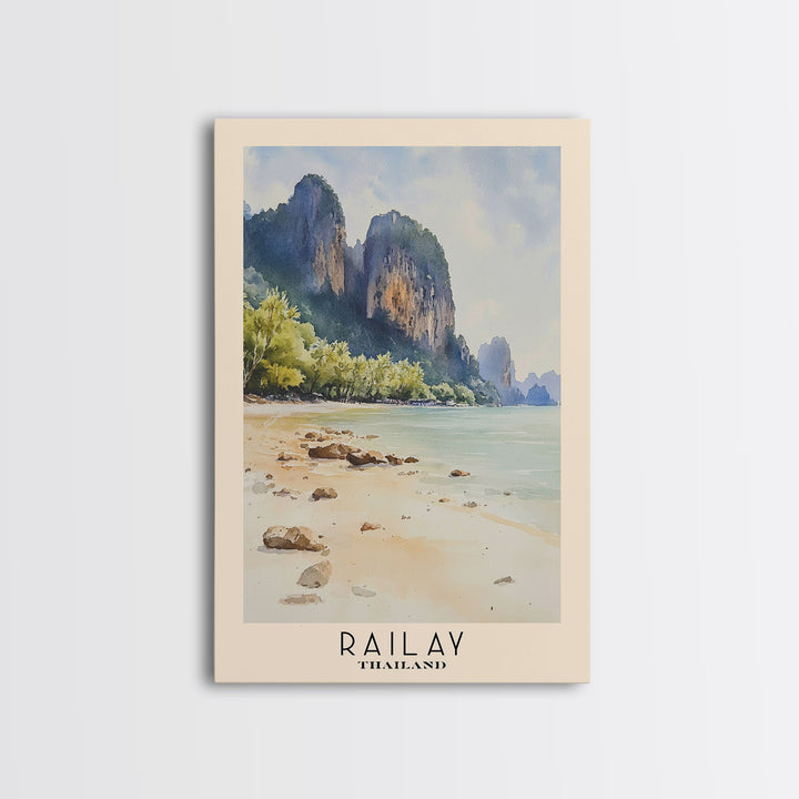 Railay, Thailand Watercolor Print, Vacation Gift, Thailand Wall Art, Vacation Wall Art, Vacatation Memories, Beach Decor, Beach Or Lakehouse Art