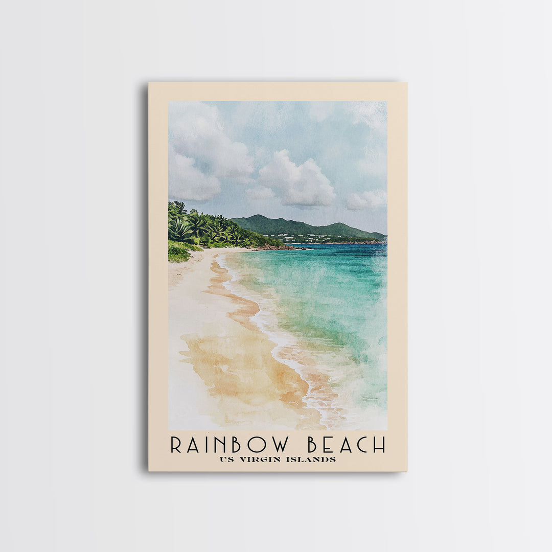 Rainbow Beach, US Virgin islands Watercolor Print, Vacation Gift, US Virgin islands Wall Art, Beach Painting, Beach Decor, Beach Or Lakehouse Art