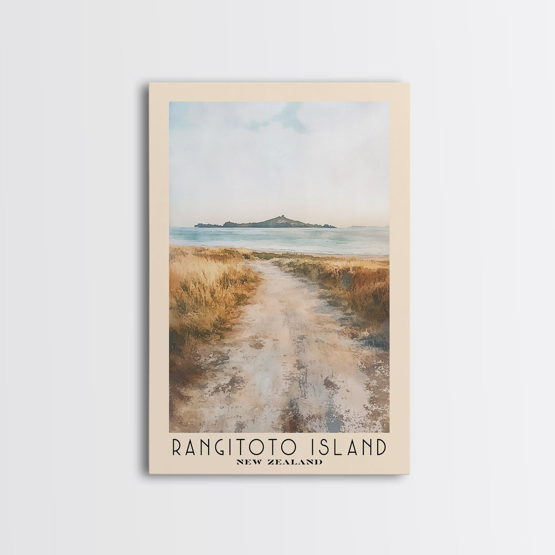 Rangitoto Island, New Zealand Watercolor Beach Print, Vacation Gift, New Zealand Wall Art, Beach Painting, Beach Decor, Beach Painting