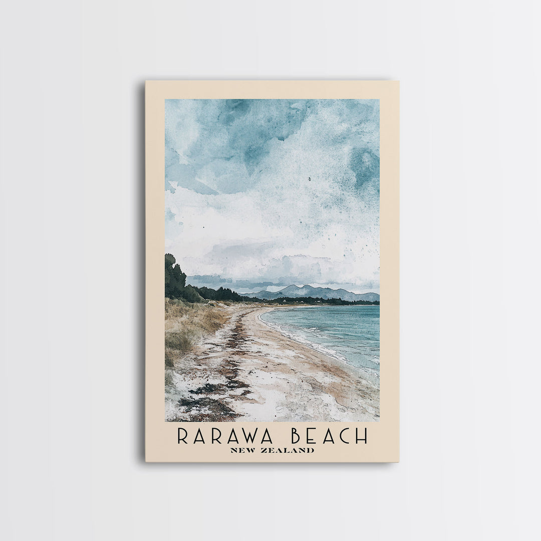 Rarawa Beach, New Zealand Watercolor Print, Vacation Gift, New Zealand Wall Art, Beach Painting, Beach Decor, Large Wall Art, Wood Frame Art