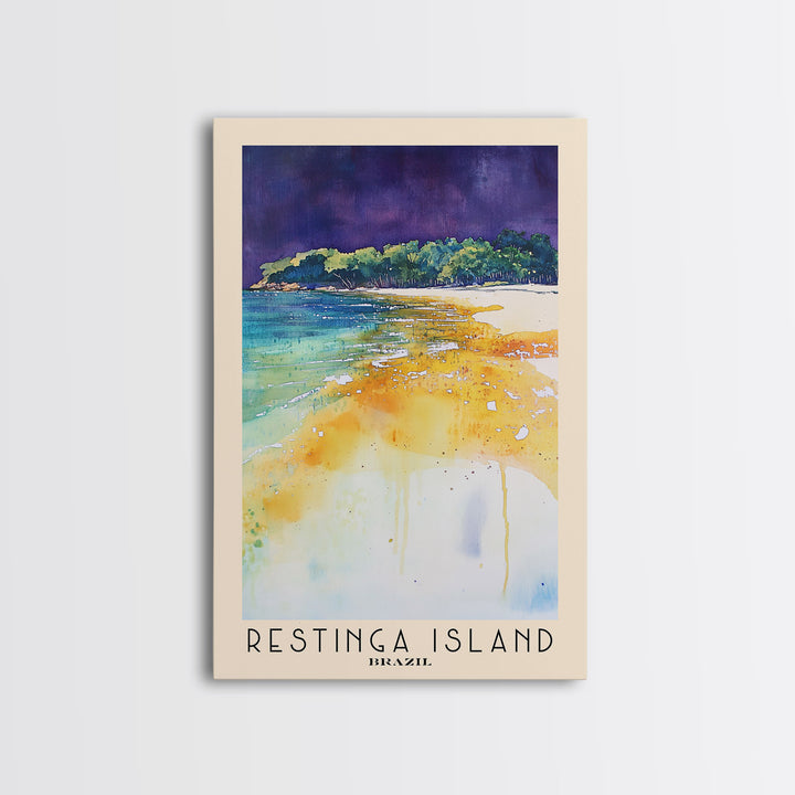 Restinga Island, Brazil Watercolor Print, Vacation Gift, Brazil Wall Art, Beach Painting, Beach Decor, Large Wall Art, Wood Frame Art