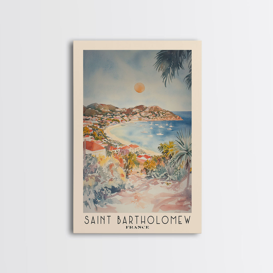 Saint Bartholomew, France Watercolor Print, Vacation Gift, France Wall Art, Beach Painting, Beach Decor, Beach Or Lakehouse Art