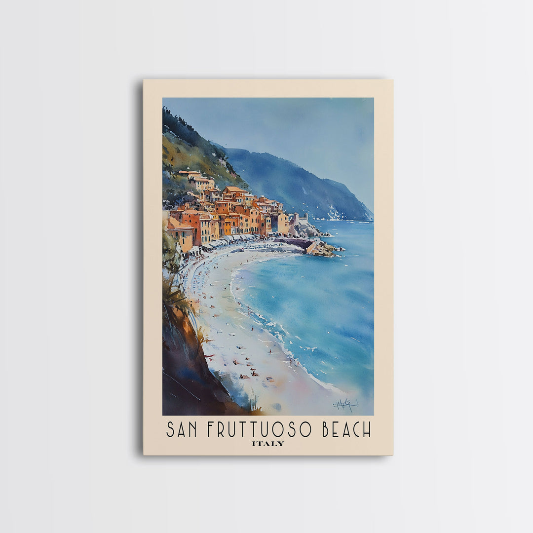 San Fruttuoso Beach, Italy Watercolor Print, Vacation Gift, Italy Wall Art, Vacation Wall Art, Vacatation Memories, Beach Decor, Beach Or Lakehouse Art