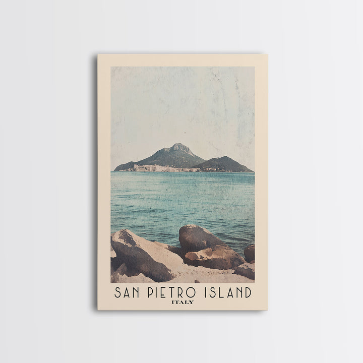 San Pietro Island, Italy Watercolor Print, Vacation Gift, Italy Wall Art, Beach Painting, Beach Decor, Large Wall Art, Wood Frame Art