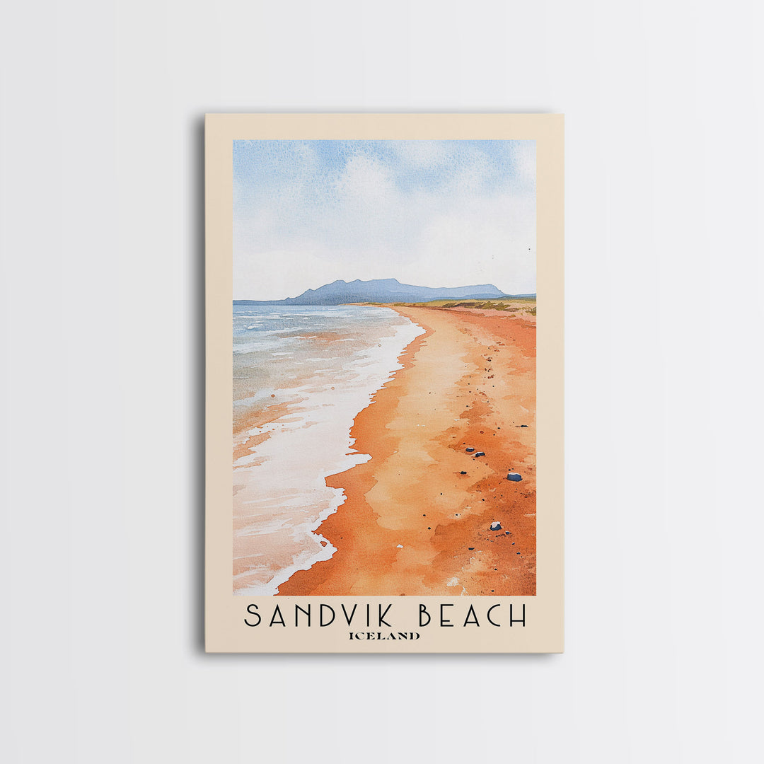 Sandvik Beach, Iceland Watercolor Beach Print, Vacation Gift, Iceland Wall Art, Beach Painting, Beach Decor, Beach Painting