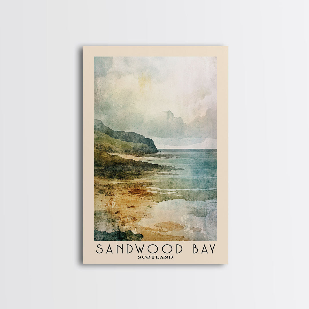 Sandwood Bay, Scotland Watercolor Print, Vacation Gift, Scotland Wall Art, Beach Painting, Beach Decor, Large Wall Art, Wood Frame Art