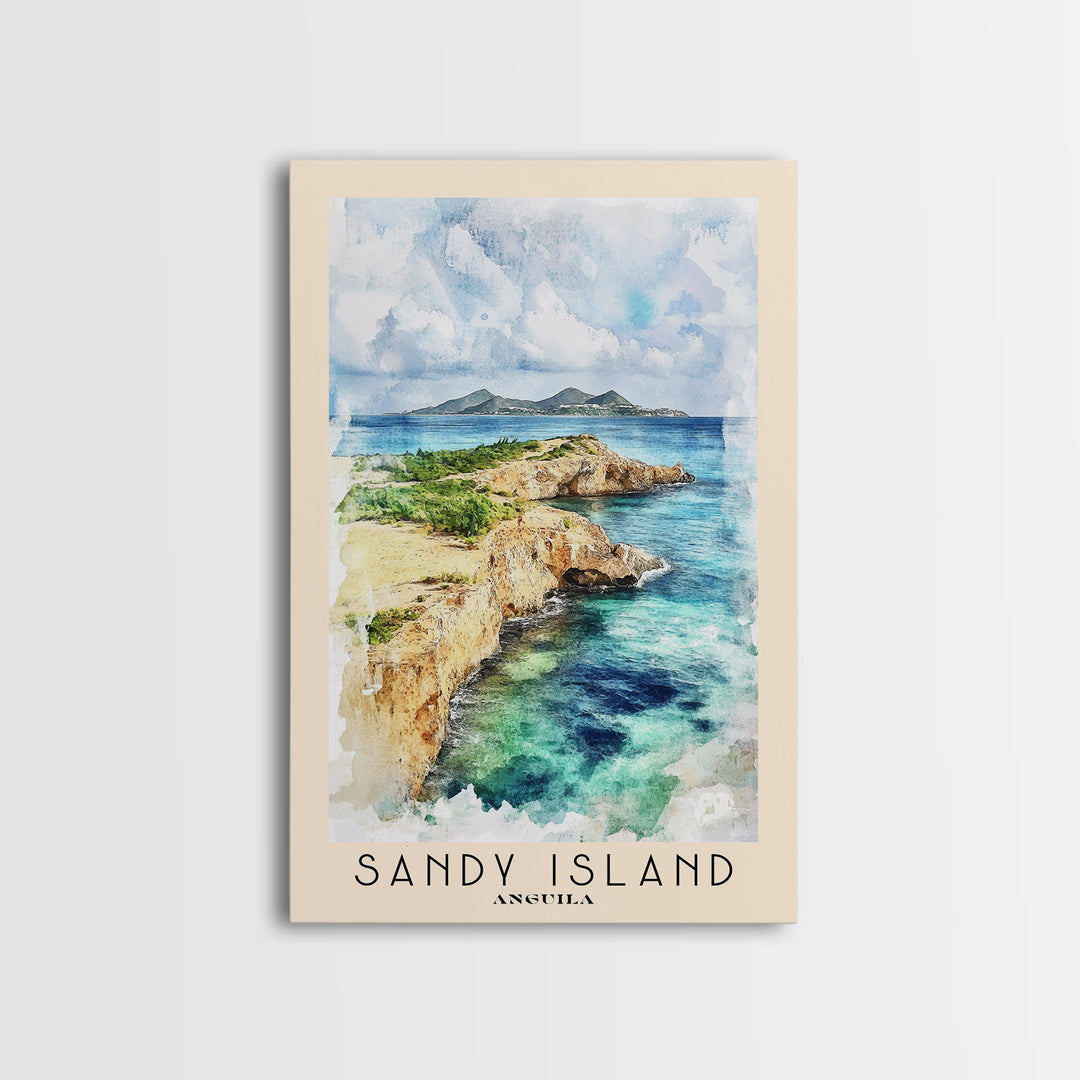 Sandy Island, Anguila Watercolor Print, Vacation Gift, Anguila Wall Art, Vacation Wall Art, Vacatation Memories, Beach Decor, Beach Or Lakehouse Art