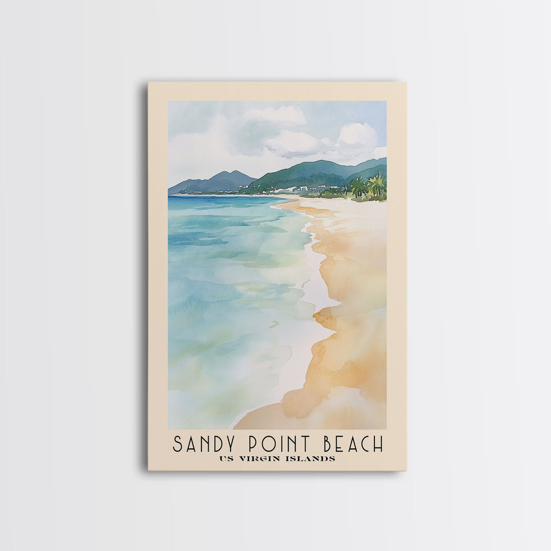 Sandy Point Beach, US Virgin islands Watercolor Print, Vacation Gift, US Virgin islands Wall Art, Beach Painting, Beach Decor, Beach Or Lakehouse Art